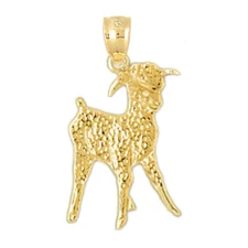 New 14k Yellow Gold Sheep Charm Pendant