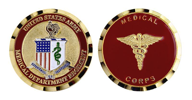 ARMY MEDICAL CORPS FLAG CADUCEUS AMEDD ROOSTER 1.75