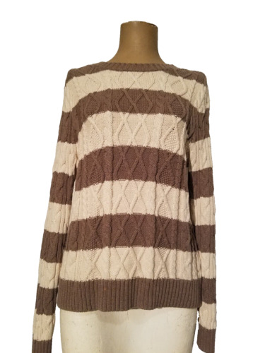 Jeanne Pierre Womens size L Khaki and Cream Cable 
