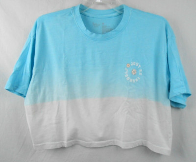 Flirtitude Active Just Be Yourself Positivity Crop Blue T-Shirt Women's Size M