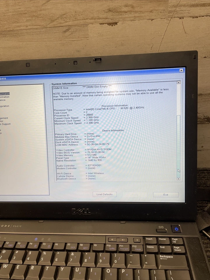 *PARTS* Dell Latitude E6410 Intel Core i5-M520 2GB Ram No HDD/COVER/OS/BATTERY - Image 3 of 4