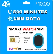 Jolt Mobile AT&T Smart Watch SIM Card for Kids Senior 5G 4G LTE Smartwatch Plan 