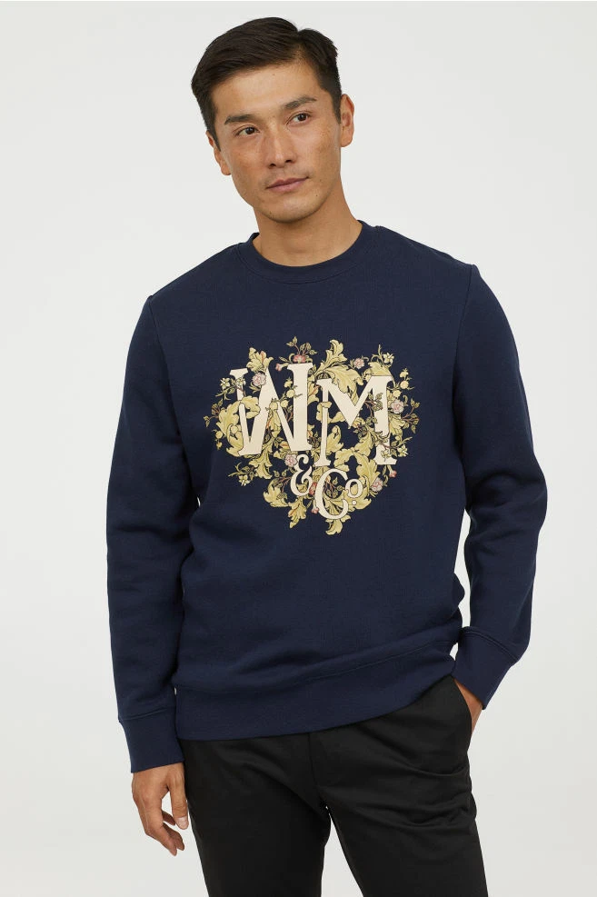 NEW H M William Morris Navy Blue Floral Sweatshirt S Jumper Crew