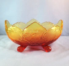 Amber Red Ombre Bowl Compote Footed Candy Carnival Dish 70s Amberina J.Lombardi