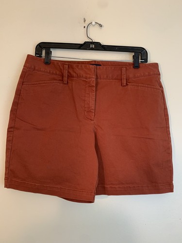 Lands End Damen Baumwollmischung Mittelhoch Rost Chino Shorts 10 P