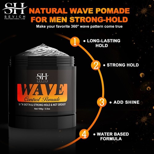 Wave Control Pomade Strong Hold 360 Waves Layered Style Clay Wavy Grease Builder - Picture 7 of 11