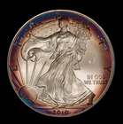 2010 1 oz American Silver Eagle - Violet Rainbow Toning - BU - ASE - Toned