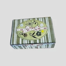 Vintage Cloth Covered Sewing Box with -Notions Embroidered Embellished
