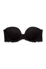 Natori Feathers Black Strapless Plunge Multi-...