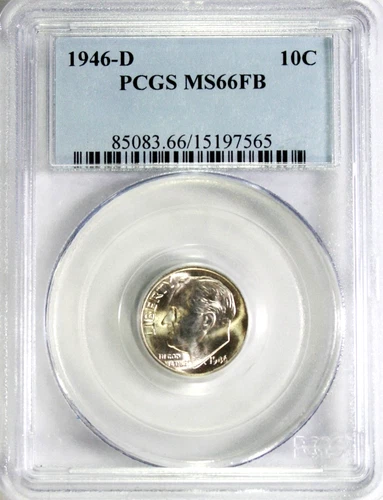 1946-D Roosevelt Dime PCGS MS66 FB #GA6-65 "90% Silver"