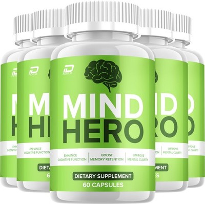 (5 Pack) Mind Hero Supplement Capsules   MindHero All Natural Memory Focus Pills