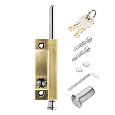 Sliding Patio Door Lock Kit Sliding Door Lock Keyed with Bolt, Bronze