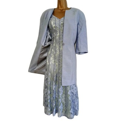 Jacques Vert Brautmutter Outfit 16 grau Spitze Brautkleid Jacke Rennkleid