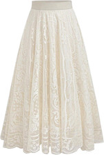 Women'S plus Size Lace Long Skirts Elastic a Line Flowy Skirt Renaissance Maxi S