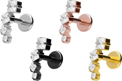 PIERCINGLINE  Piercing Stecker Titan Labret mit Push Fit KRISTALLBOGEN