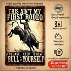 Vintage Western Cowboy Riding Bull Tin Metal Signs Home Décor 8x12 Wall Art