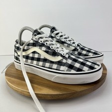Vans Old Skool Gingham Unisex Low-Top Shoes Black White Plaid Men 6 /Women 7.5