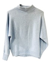 Ann Taylor Mock Neck Light Blue Pullover Sweater Dolman Sleeves Medium