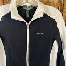 Ralph Lauren Active L-RL Womens Jacket Black/White Full Zip Long Sleeve Size S