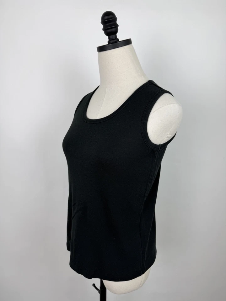 Camiseta sin mangas vintage años 90 para mujer pequeña desteñida negra mezcla de algodón básica minimalista Foto 4 de 4