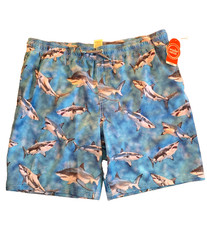 Boys Quick Dry Swim Trunks Shorts UPF 50 Size XXL 18 Shark Print Liner NEW