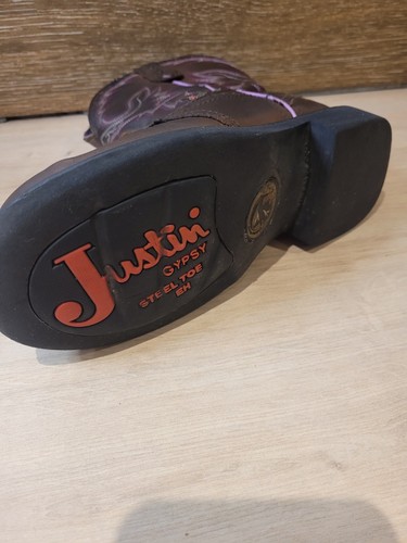 Justin Gypsy Cowboy Roper Stiefel US Größe 6 B UK 4 braun Leder Stahlkappe Qualität - Bild 8 von 23