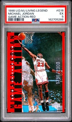 1998 UD MJ LIVING LEGEND GAME ACTION RED #G16 MICHAEL JORDAN 1736/2300 PSA 5