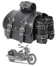 High-density Leather Motorcycle Saddlebags-Throw Over Saddle bags Black22