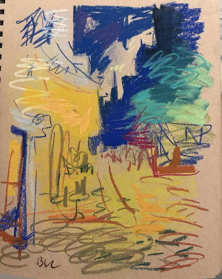 Pastel Night Cafe Painting On Paper 9”x12” Original Signed - Image 2 of 2