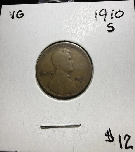 1910 S Lincoln Wheat Cent Penny Very Good VG Coin