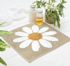 100% Cotton Shower Mat - Natural Daisy