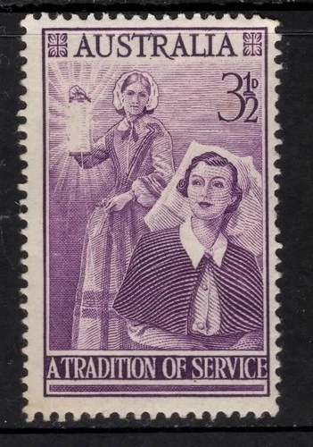 AUSTRALIA 1955 3.1/2d REDDISH VIOLET NURSING PROFESSION COMMEMORATION STAMP VFU