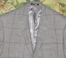 Polo RALPH LAUREN Wool Blend Grey Black Windowpane Blazer Sport Coat Jacket 40S