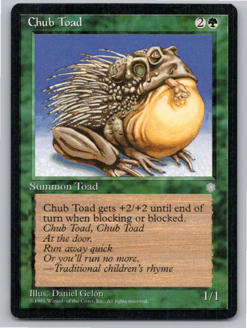 1995 MAGIC: THE GATHERING CHUB TOAD ICE AGE COMMON LP A40188 FREE S&H