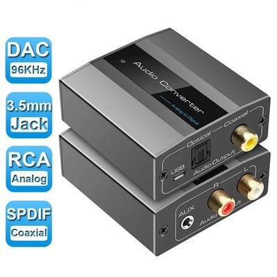 Analog to Digital Audio Converter DAC L/R Stereo Audio to Optical Toslink SPDIF