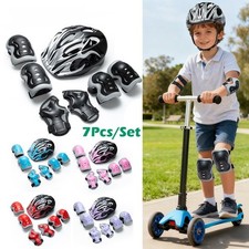 Juego de 7 piezas de almohadillas para coderas de rodilleras casco de seguridad para ciclismo patinaje niños y niñas