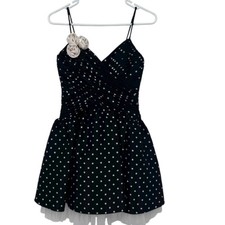 Hailey Logan by Adrianna Papell Black and Cream Polka Dot Mini Dress Size 3/4