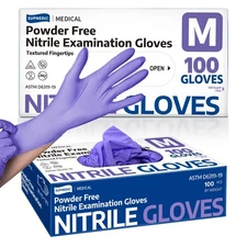 Supmedic Nitrile Exam Gloves, 3.5 Mil Powder-Free Food Safe Cleaning Chemo Rated