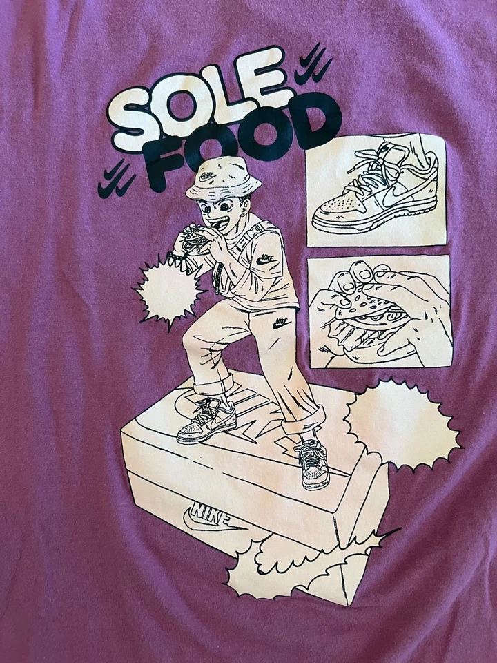 Camiseta Nike Suela Comida Púrpura Camisa Talla Para Hombre XXL Anime Hamburguesa Bordado Foto 3 de 4