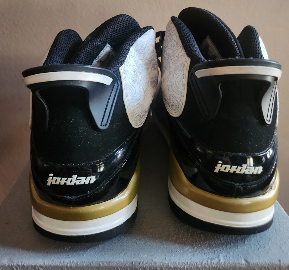 Nike Jordan Dub Zero Negro y Blanco Oro Zapatos 311046-005 Talla 11 Foto 2 de 4