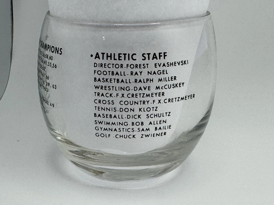 1968 Iowa Hawkeyes Football Wrestling Forest Evashevski Ray Nagel Lowball Glass - Image 4 of 4