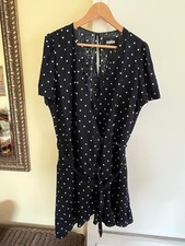Reformation-Sally-Navy/White Linen Polka Dot Ruffle Dress-3X