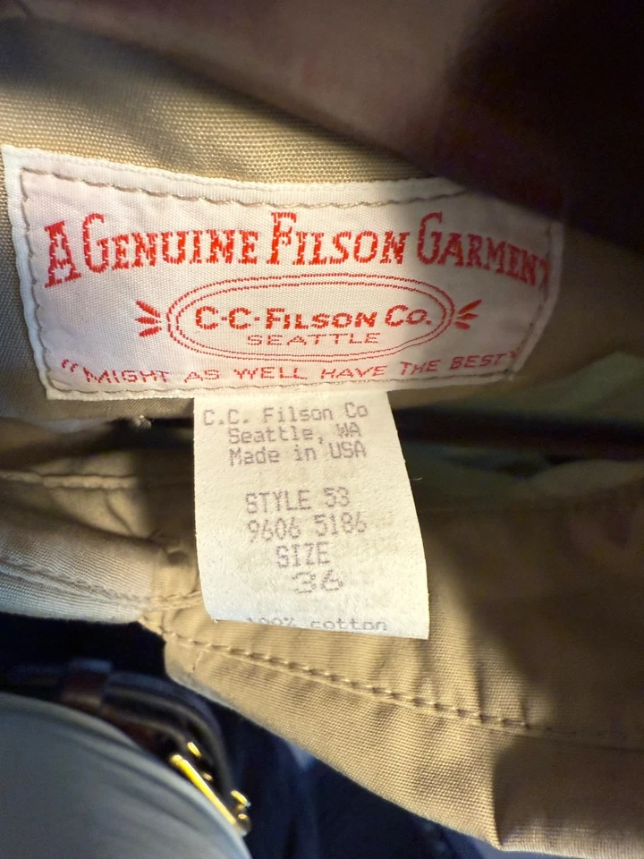Chaqueta de Colección Filson Caqui Safari/Bush Talla 36 Hecha en Washington, EE. UU. Foto 3 de 4