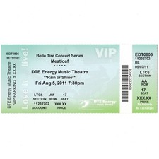 MEAT LOAF Concert Ticket Stub CLARKSTON MI 8/5/11 DTE ENERGY HANG COOL TOUR Rare