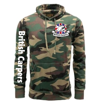 Carp Fishing Camo Hoodie Woodland UK