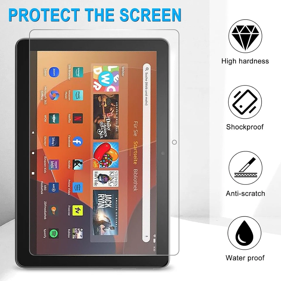 9H Schutzglas Amazon Fire HD 10 / HD 10 Plus (13.Gen -2023) Hartglas Full-Cover - Bild 2 von 4