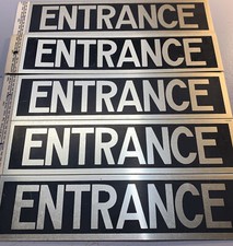 Set of 5 "ENTRANCE" Self Adhesive Aluminum Sign 1.75" x 7.75" Black  Gold