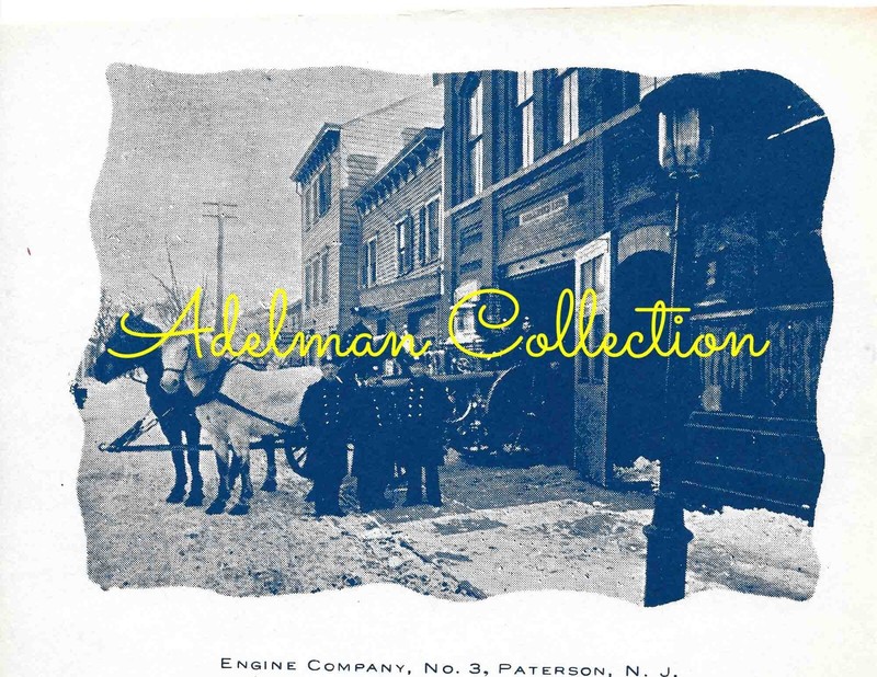 NJ4030 Vintage Paper Photo Paterson New Jersey E3 Horse-Drawn Steamer