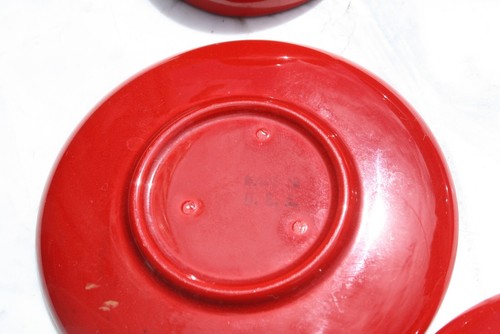 Vintage Cherry Red Ceramic Demitasse Coffee Cups & Saucers USA 2oz. - Picture 6 of 12