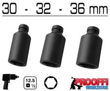 3 x Kraft Schlagschrauber Stecknuss 1/2" 30mm 32mm 36mm Innen 6-Kant Profil Lang